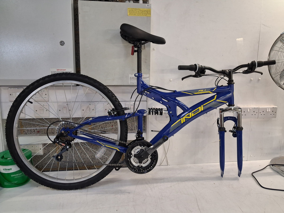Indi FS 1 Mens MTB 18 Speed Full Suspension Mountain Bike - Blue - Medium 