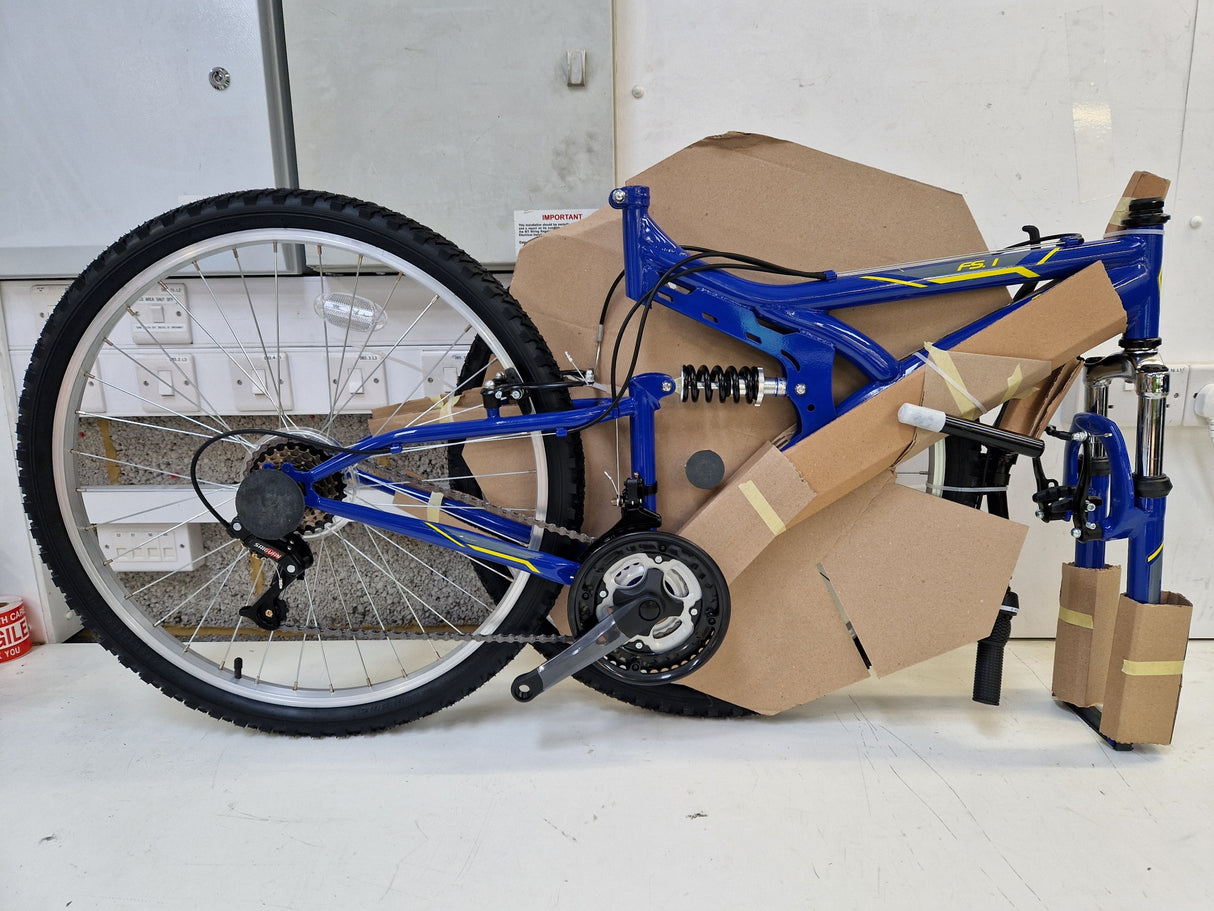 Indi FS 1 Mens MTB 18-Speed Full Suspension Mountain Bike - Blue Medium 18''