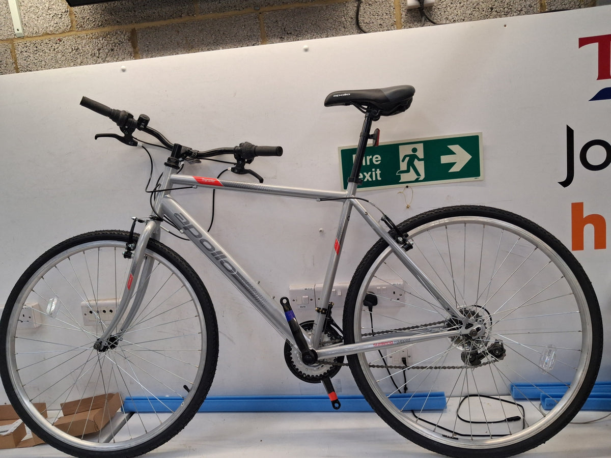 Apollo Transfer Men's 18-Speed V-Brakes Alloy Hybrid Bike - Large 21" - Grey