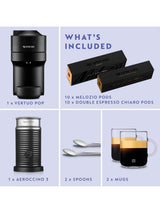 Nespresso Vertuo Pop Pod Capsule Coffee Machine Barista Bundle - Black