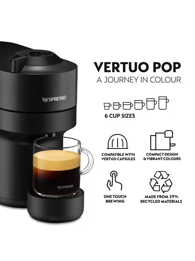 Nespresso by De'Longhi Vertuo Pop Compact Coffee Pod Machine 19bar - Black