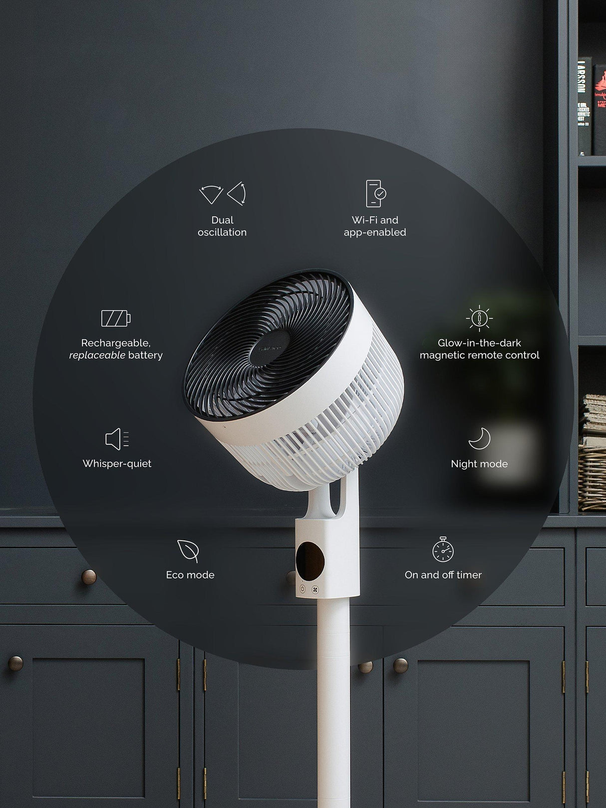 Meaco Sefte Pro 10in 3-in-1 Pedestal Air Circulator Fan - White/Charcoal