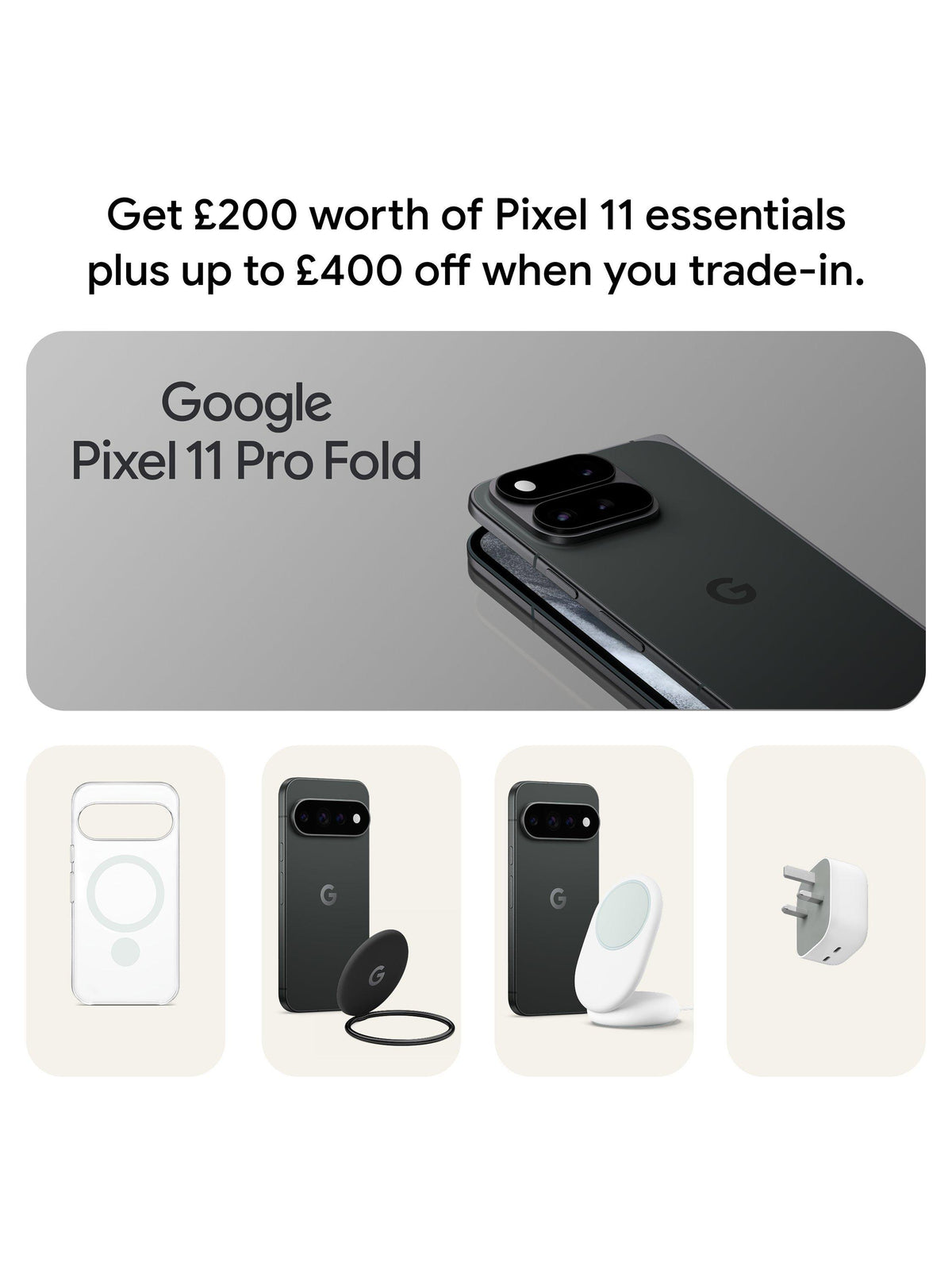 Google Pixel 11 Pro Fold 256GB Unlocked Dual SIM+eSIM Smartphone - Obsidian