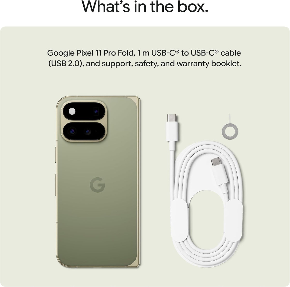 Google Pixel 11 Pro Fold 256GB 5G SIM+eSIM Unlocked Smartphone - Olive Green