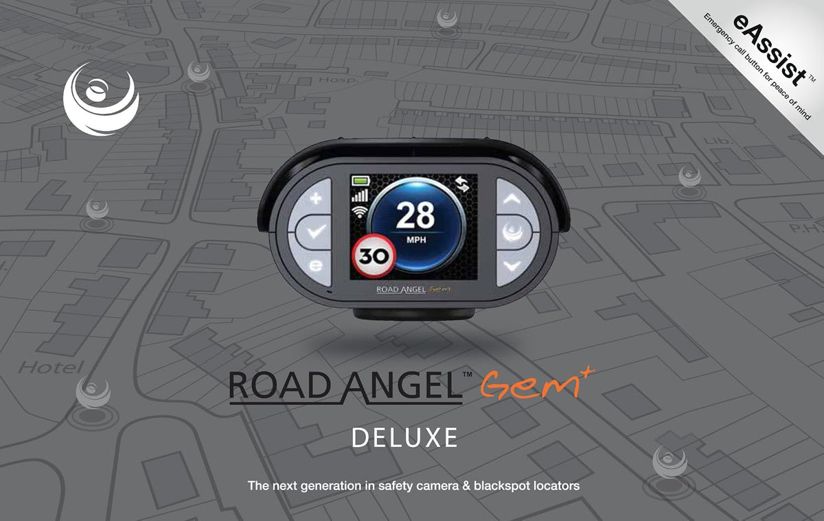 Road Angel Gem Plus Deluxe GPS Safety Camera Speed Limit Detector - Black