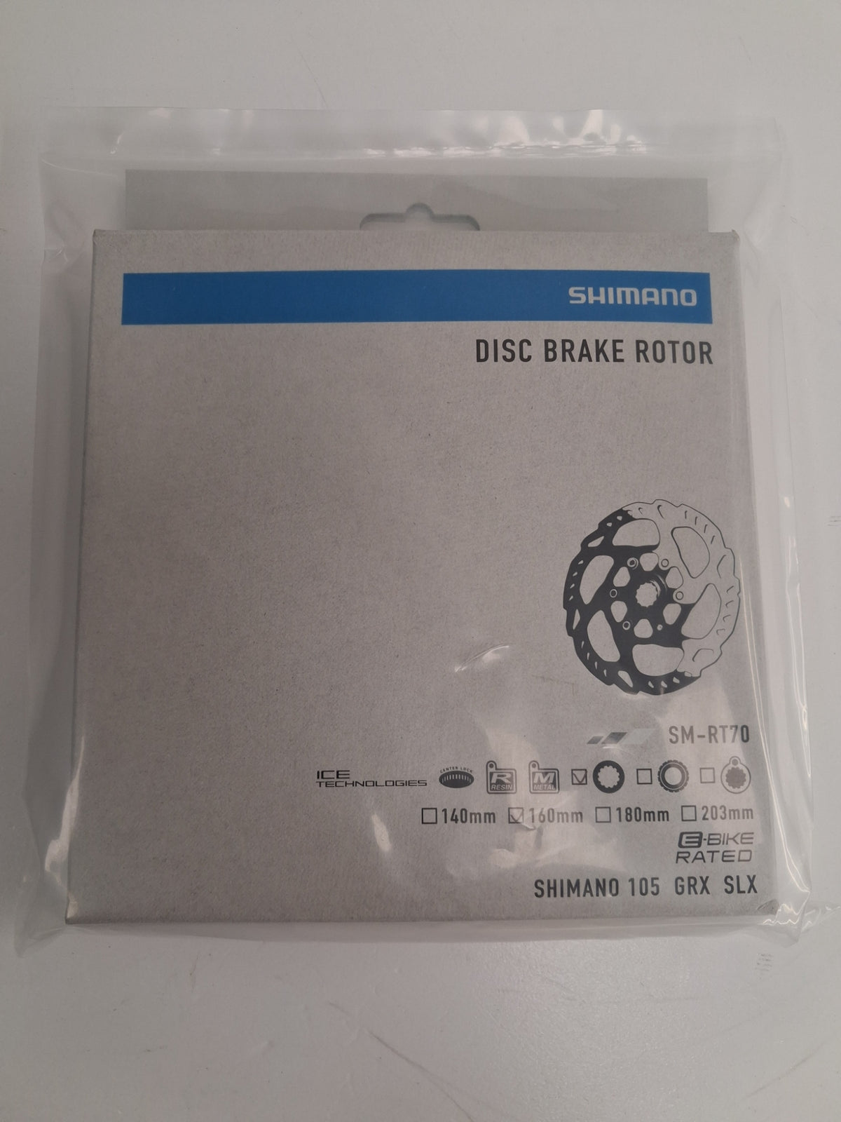 Shimano SM-RT70 Ice Tech Centre Lock Disc Brake Rotor 160mm - Silver/Black