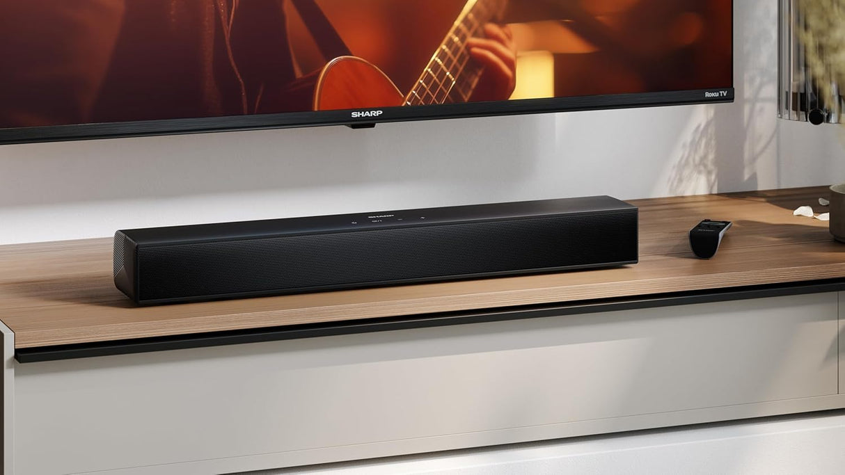 SHARP HT-SB121 Compact 2.0 Soundbar 20W with Bluetooth 5.3 for TVs - Black