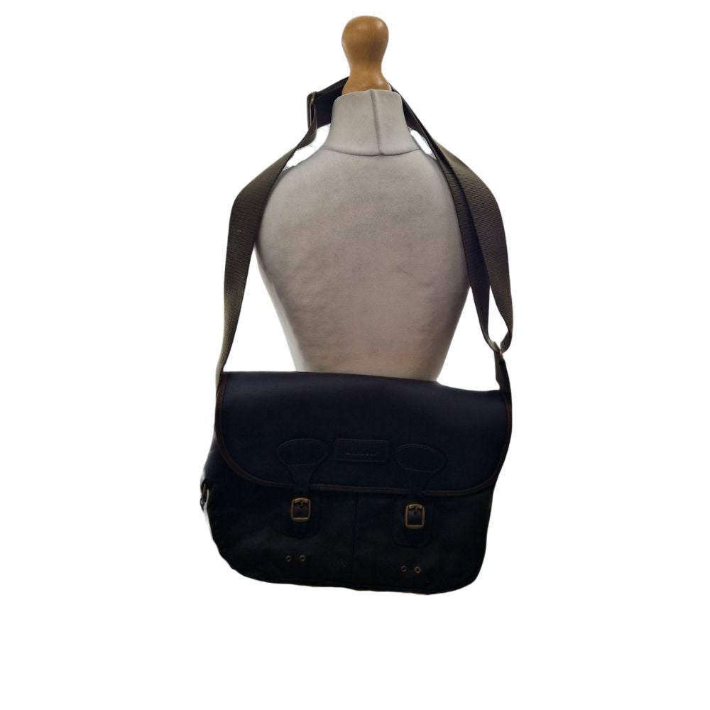 Barbour Tarras Mens Leather Trim Waxed Cotton Everyday Crossbody Bag - Olive