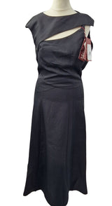 Max Mara Studio Valdese Women's Asymmetrical Cotton Midi Dress - Black UK 8