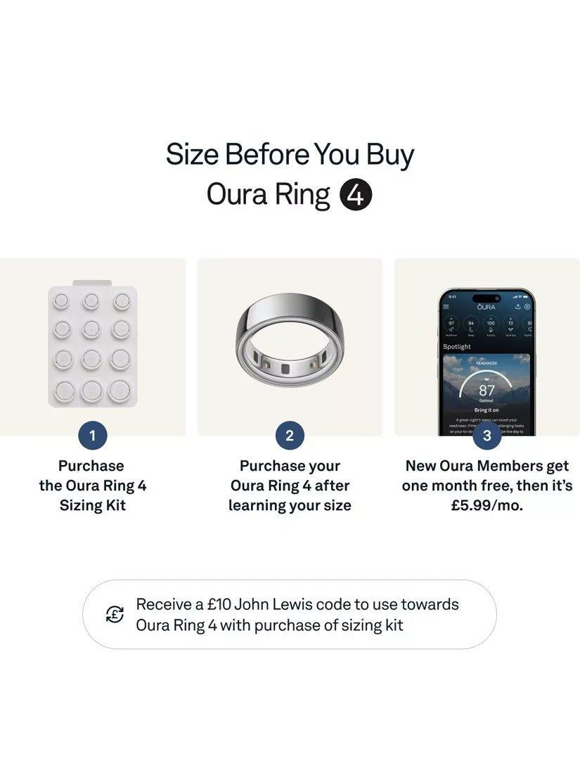 Oura Ring 4 Health & Fitness Tracker Android and IOS Smart Ring - Silver - 6