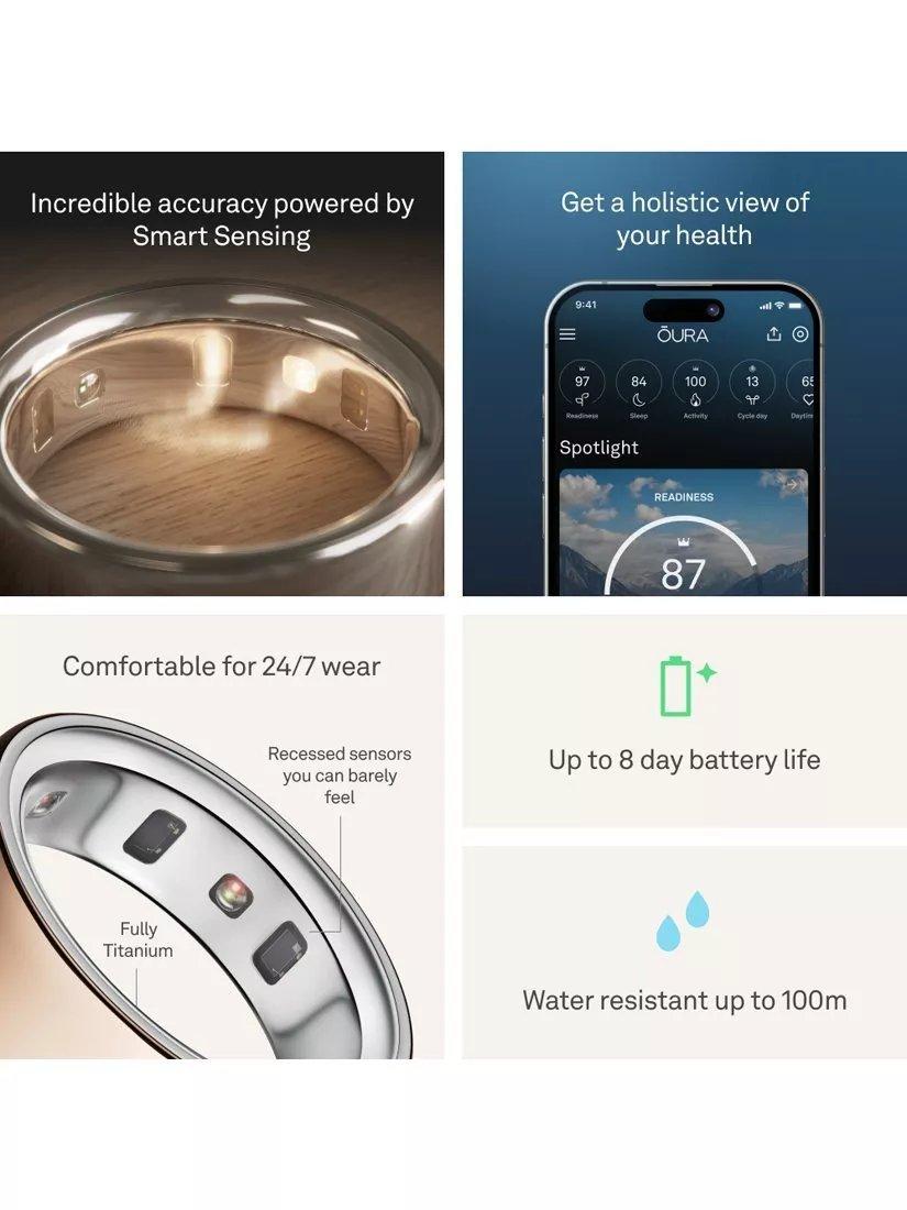 Oura Ring 4 Health & Fitness Tracker Android IOS Smart Ring - Rose Gold - 6