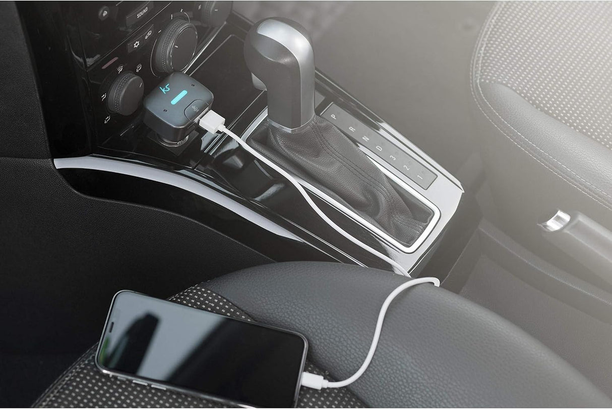 KitSound KSFRPL In-Car Dual Charger Auto USB Power Adapter with Alexa - Black