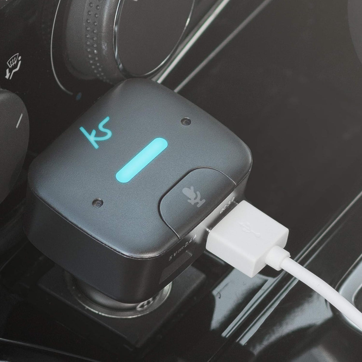 KitSound KSFRPL In-Car Dual Charger Auto USB Power Adapter with Alexa - Black