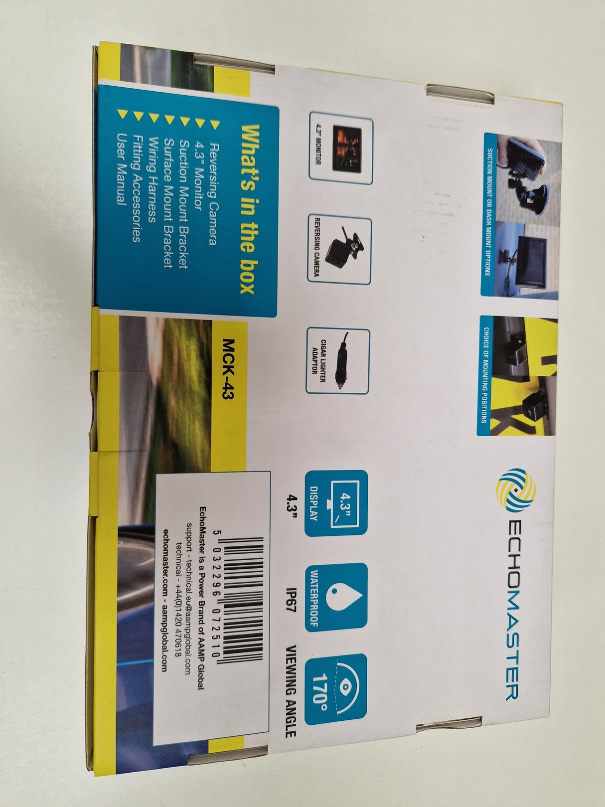 EchoMaster MCK-43 Reversing Camera Kit 4.3in Monitor Windscreen Mount Black