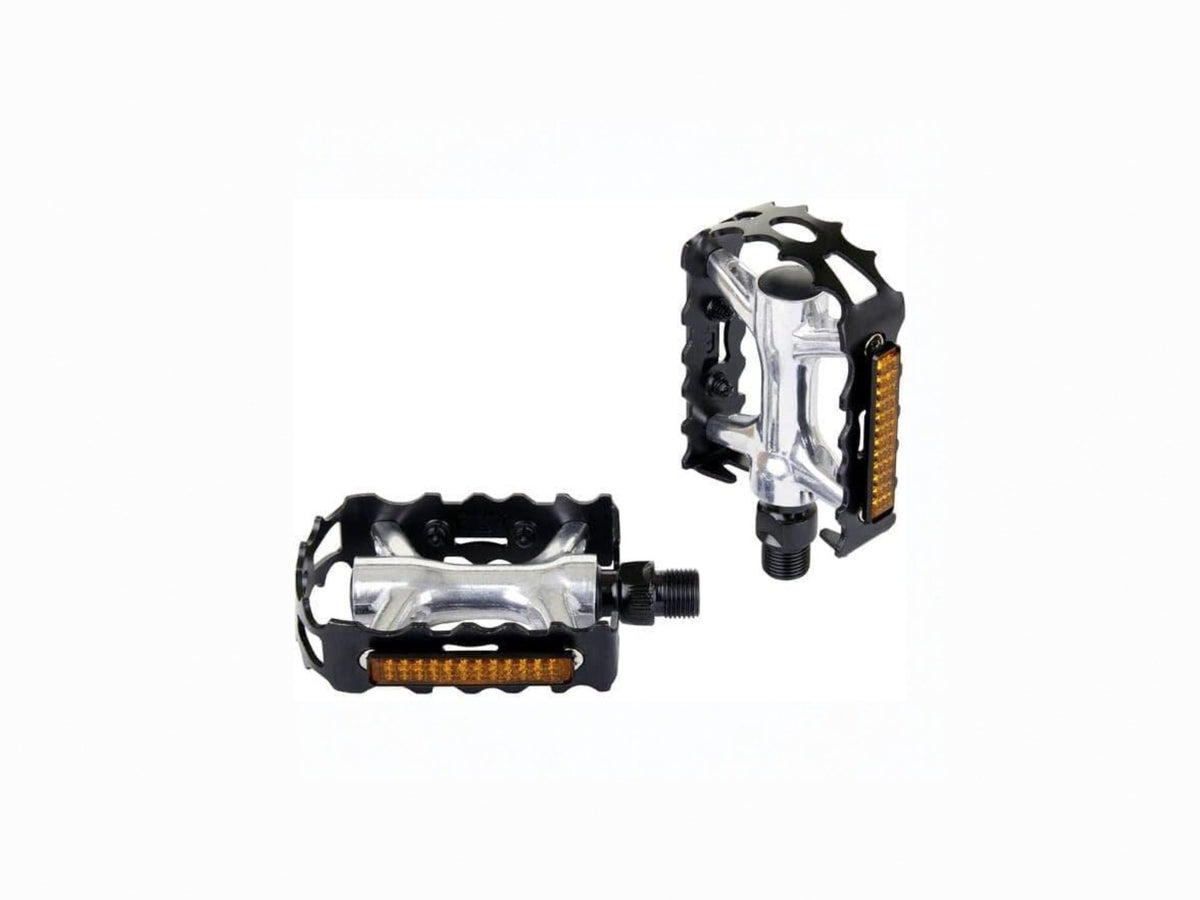 M-Part Primo 9/16in Alloy Steel Cage Flat MTB Pair Pedals - Black/Silver