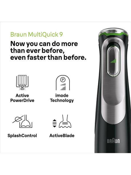 Braun MQ9147X MultiQuick 9 1200W Food Processor Hand Blender Mixer - Black