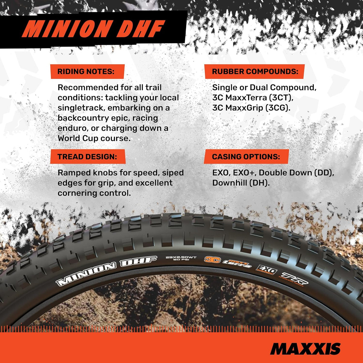 Maxxis Minion DHF 29 x 2.30 60TPI Dual EXO TR Folding MTB Bike Tyre - Black