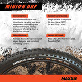 Maxxis Minion DHF 29 x 2.30 60TPI Dual EXO TR Folding MTB Bike Tyre - Black