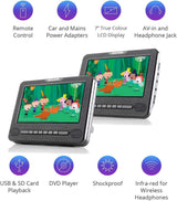 Nextbase NB7TCAR 7in Twin Screen Portable In-Car DVD Player Headrest Screens