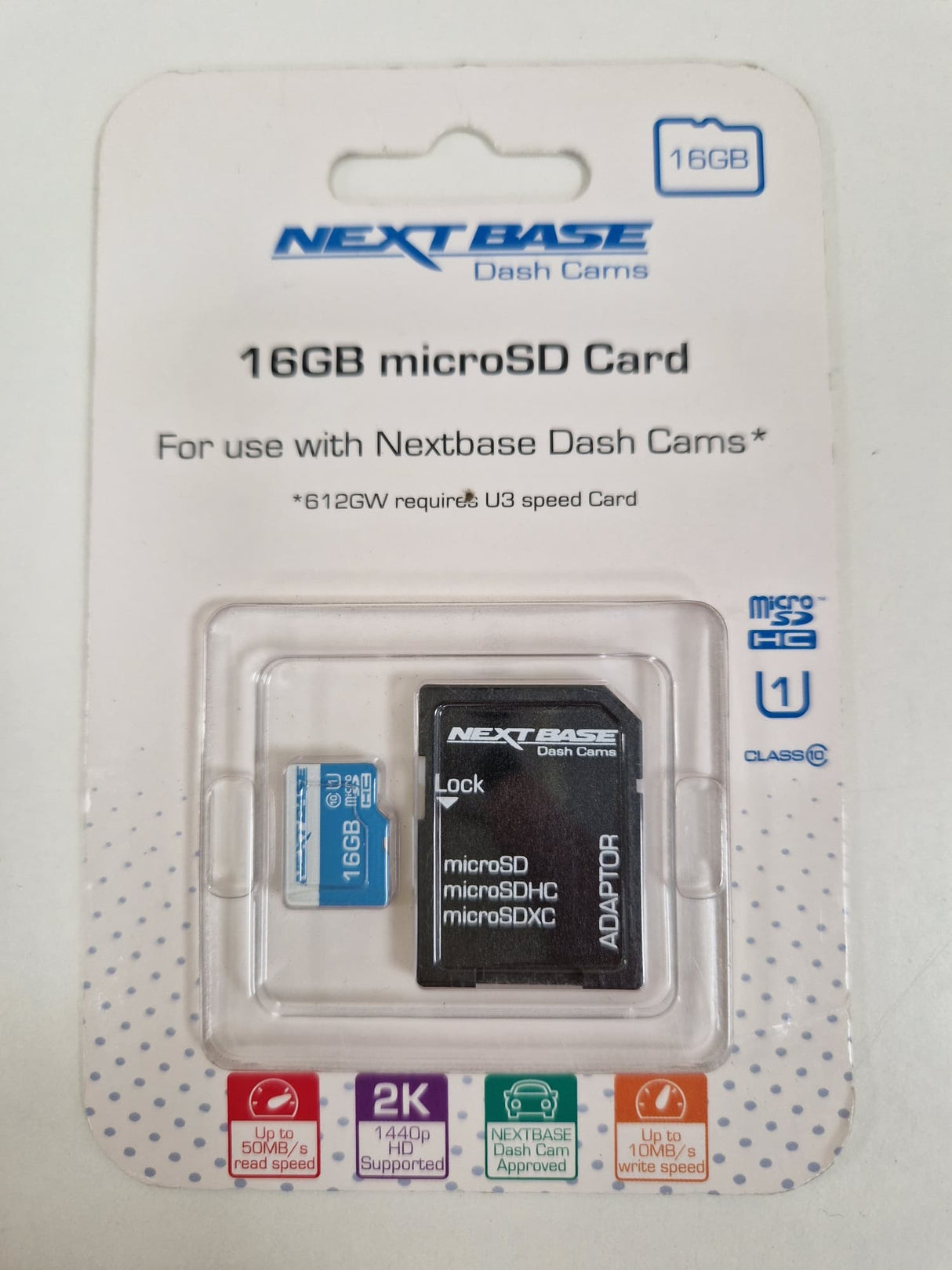 Nextbase 16GB MicroSDHC Memory Card Class 10 Dash Cam Card with Adapter