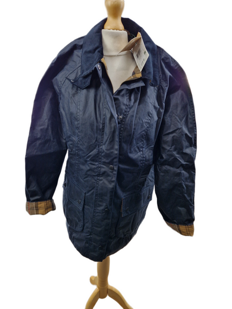 Barbour Women's Beadnell Classic Mid Length Waxed Jacket - Navy - UK 14