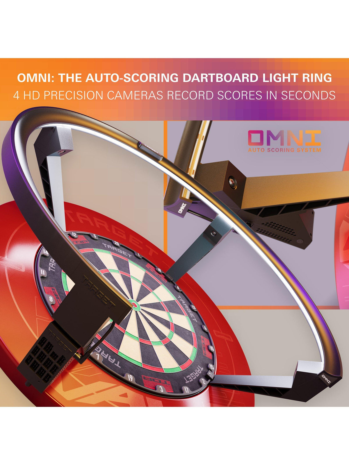 Target Darts Omni Automatic HD Camera Scoring System with LED Light - Black