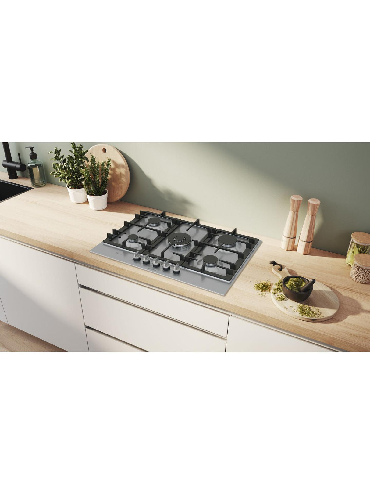 Bosch Series 6 PCQ7A5I90 75cm 5 Burner Gas Hob Stainless Steel FlameSelect
