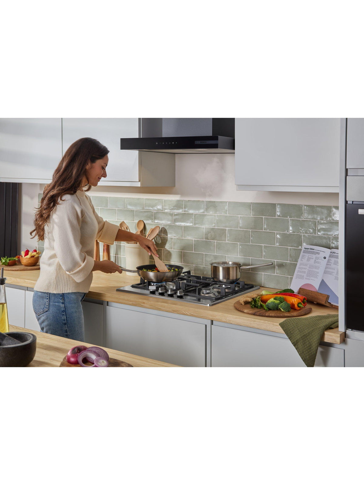 Bosch Series 4 PGP6B5K90 60cm 4-Burner Integrated Gas Hob - Stainless Steel