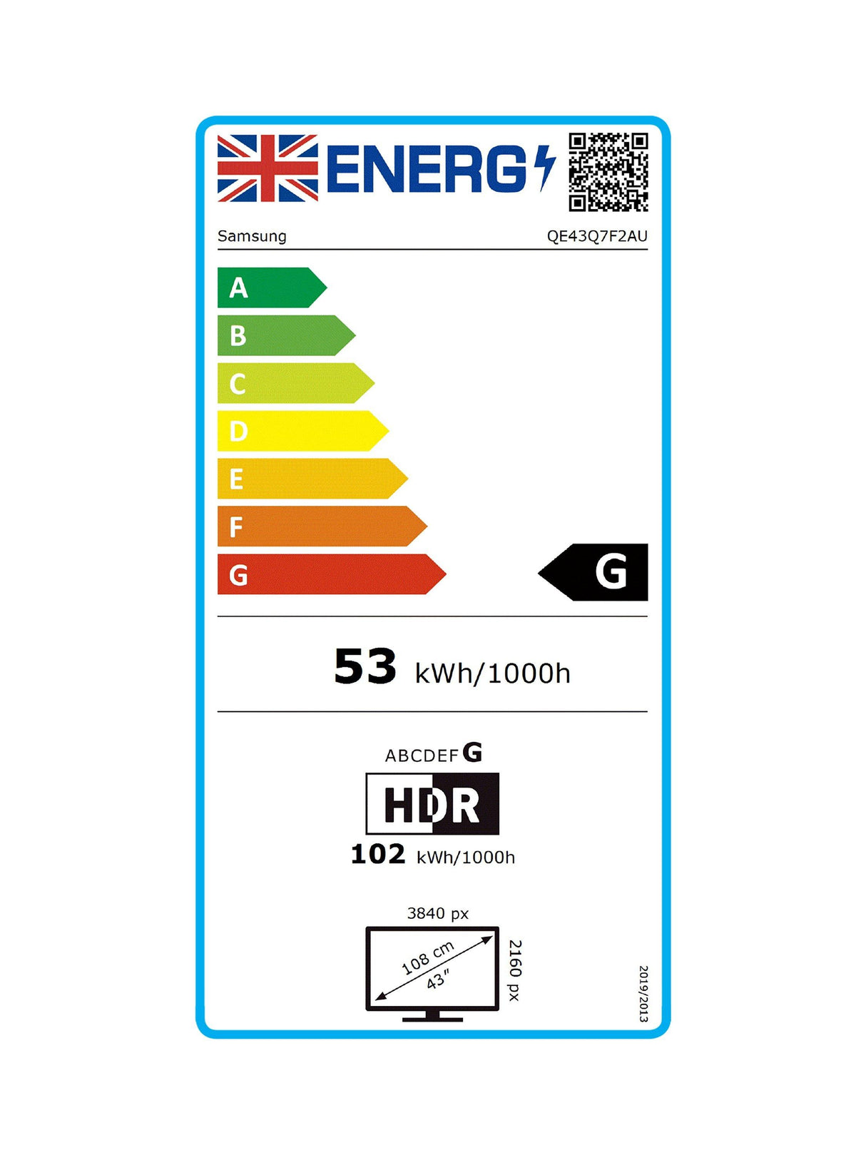 Samsung QE43Q7F2AUXXU (2025) 43in 4K UHD QLED HDR Smart AI Tizen TV - Black