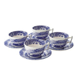 Spode Earthenware Blue Italian Cup & Saucer Set of 4 200ml - Blue/White