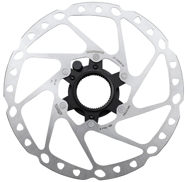 Shimano RT-EM600 Brake Centre Lock Disc Rotor Lockring 180 mm - Black/Silver