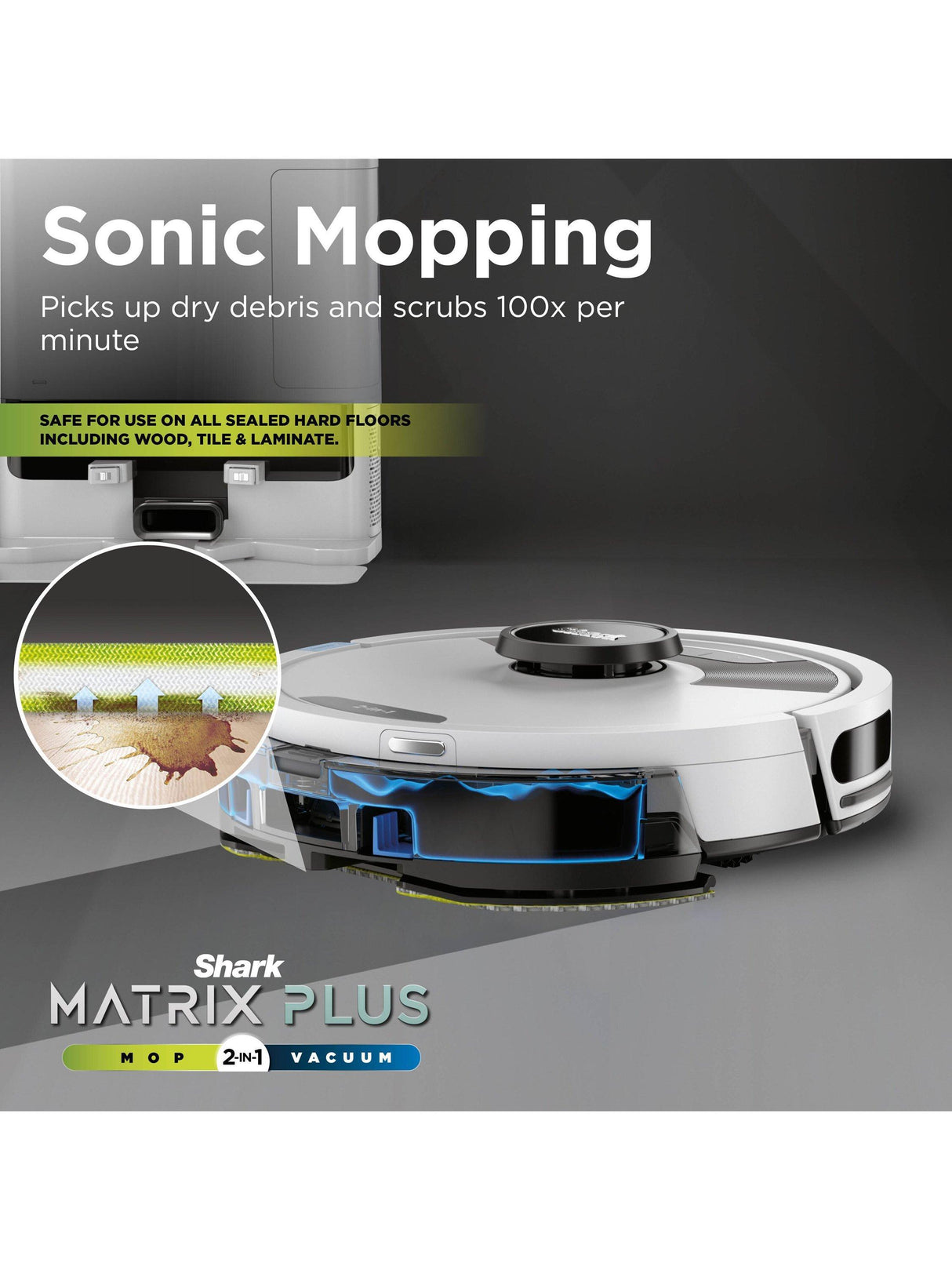 Shark Matrix Plus 2-in-1 Cordless Robot Vacuum Cleaner Mop - White/Silver