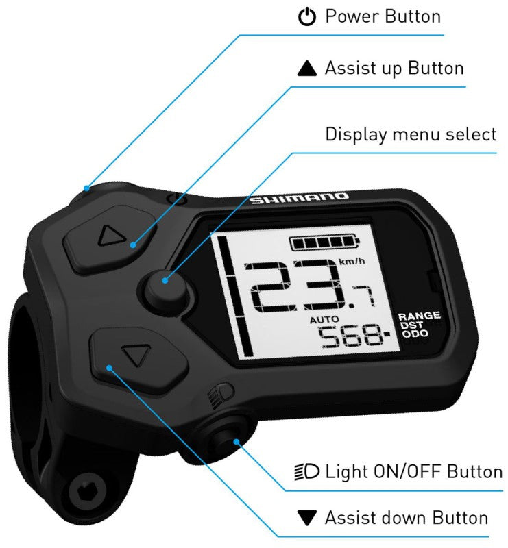 Shimano Steps SC-EN500 Bike Cycle Computer Display 22.2mm I-Spec-EV - Black