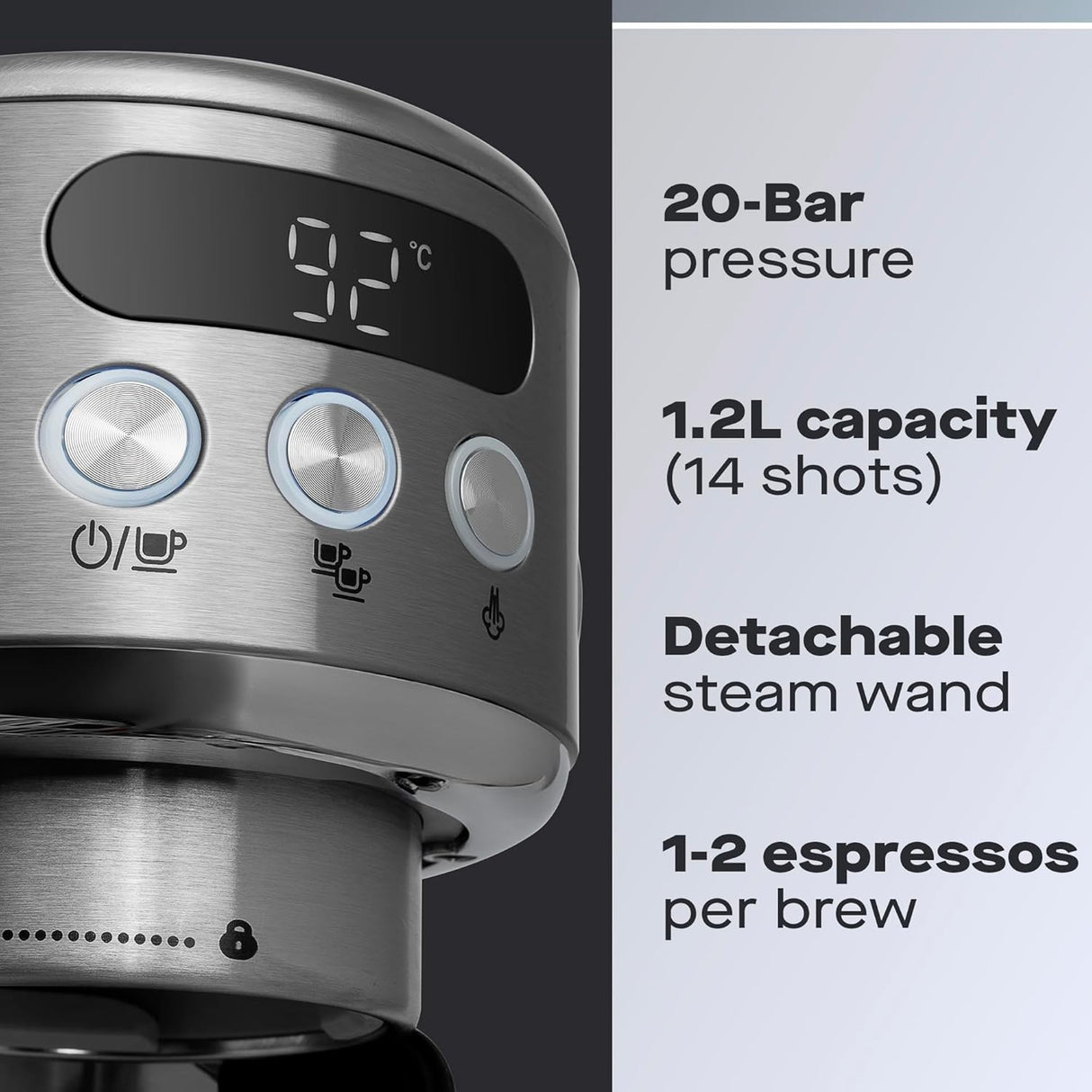 DAEWOO Flava Collection SDA2700GE 20 Bar Compact Coffee Machine - Silver