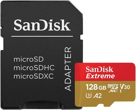 SanDisk Extreme SDSQXA1 128GB MicroSDXC UHS-I U3 A2 V30 160MB/s SD Adapter
