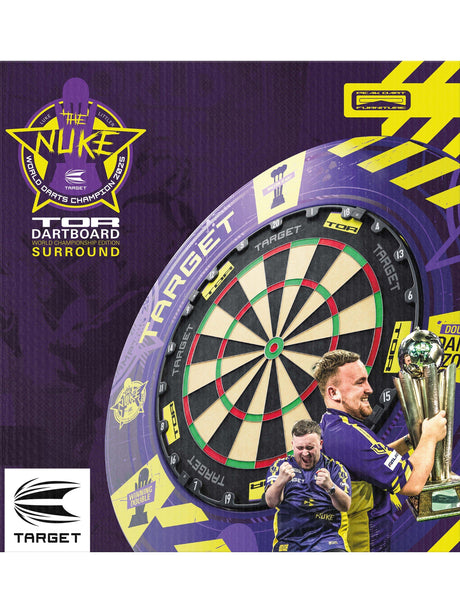 Target Darts TOR Sisal Dartboard and Polymer Surround Bundle - Black/Purple