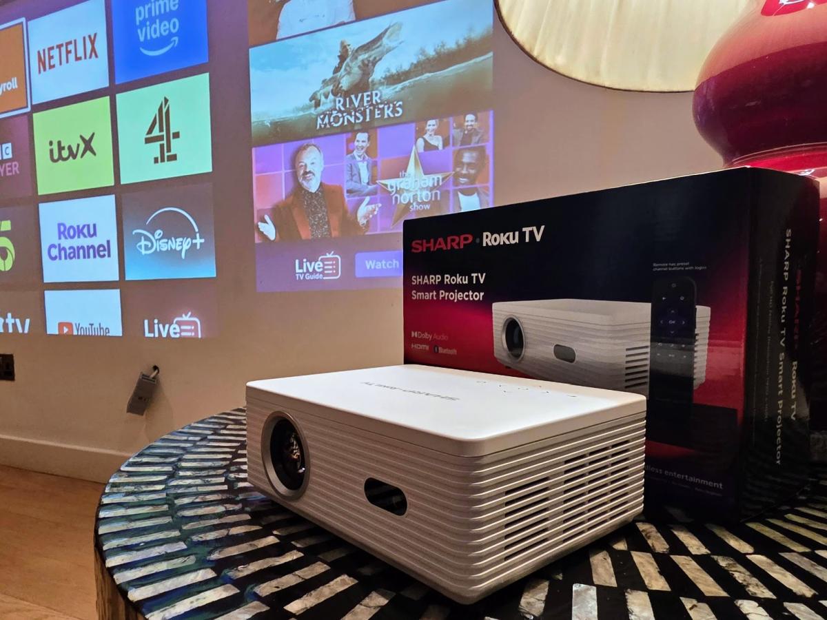 Sharp TX-LJ222K Full HD Wi-Fi Bluetooth HDMI Roku TV Smart Projector - White