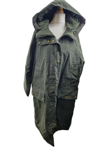 Barbour Womens Catalina Showerproof Hooded Knee Length Jacket - Olive - UK 8