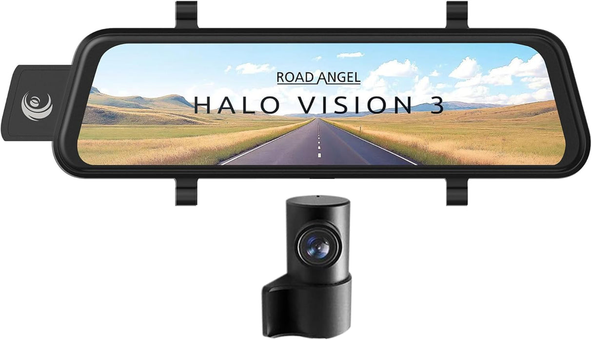 Road Angel Halo Vision 3 Front & Rear 4K 1080p Mirror Dash Cam 10in - Black