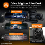 Road Angel Halo Vision 3 Front & Rear 4K 1080p Mirror Dash Cam 10in - Black