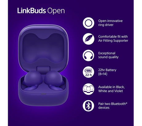 Sony WF-LS910 LinkBuds Fit Noise Cancelling Wireless InEar Headphones Violet