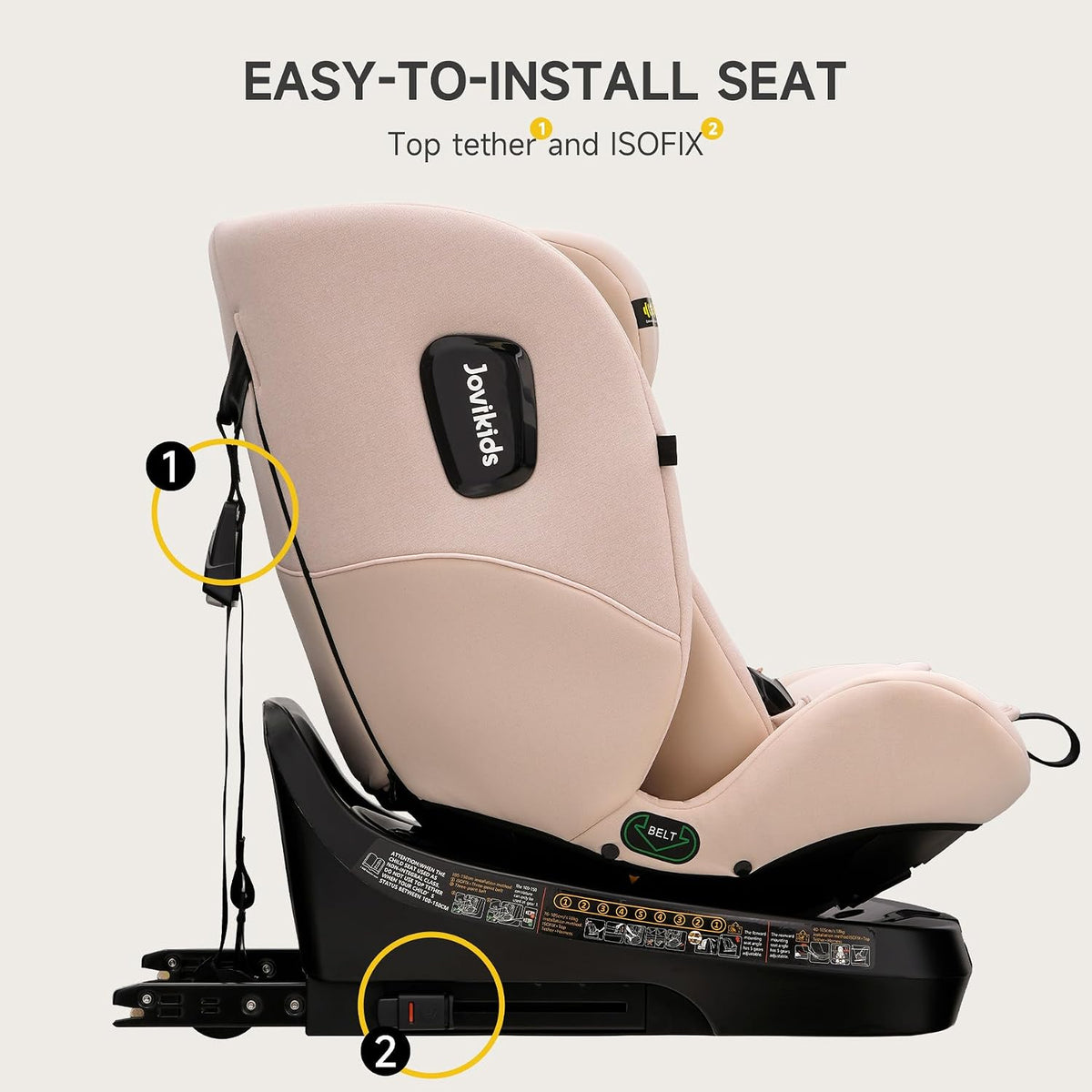 Jovikids Ranger i-Size ISOFIX Top Tether Car Seat - 40-150cm - Rosewood Pink
