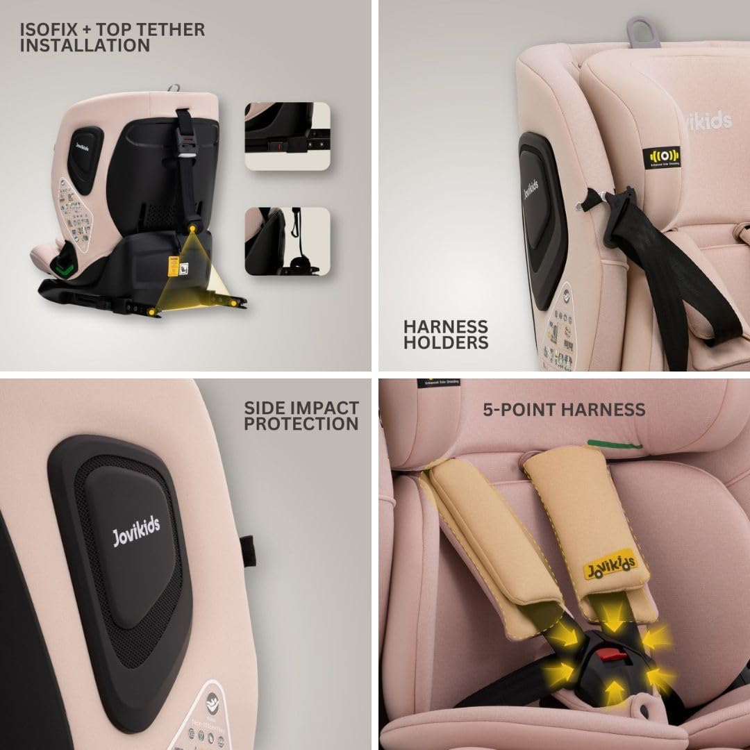 Jovikids Cici i-Size ISOFIX Top Tether Car Seat - 76-150cm - Rosewood Pink