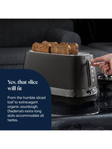 De'Longhi Diadema CTV3003 Long 2 Slot Countertop 1500W Toaster - Black